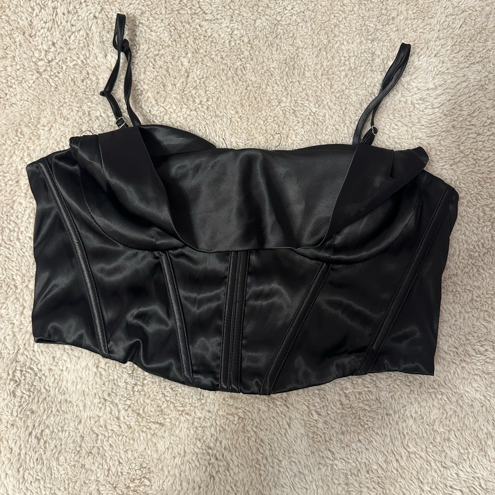 Boohoo Black Satin Tank Top